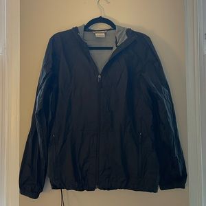 COLUMBIA RAIN COAT | Black Drawstring Columbia Running Raincoat With Hood